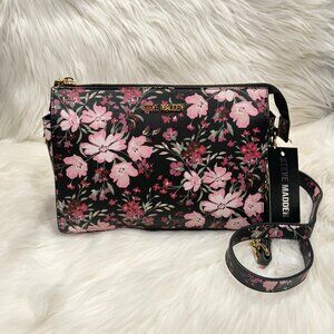 Steve Madden Black and Pink Floral Blexi Crossbody Bag